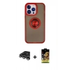 MARSİLYAN™- iPhone 15 Pro Kılıf Yörünge Çizgi - Siyah Buffer Cam Ekran Koruyucu + Raze Metal Kamera Lens - GS
