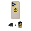 MARSİLYAN™- iPhone 15 Pro Kılıf Yörünge Çizgi - Siyah Buffer Cam Ekran Koruyucu + Raze Metal Kamera Lens - TMGI