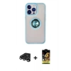 MARSİLYAN™- iPhone 15 Pro Kılıf Yörünge Çizgi - Siyah Buffer Cam Ekran Koruyucu + Raze Metal Kamera Lens - TMGI