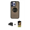 MARSİLYAN™- iPhone 15 Pro Kılıf Yörünge Çizgi - Siyah Buffer Cam Ekran Koruyucu + Raze Metal Kamera Lens - TMGI