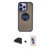 MARSİLYAN™- iPhone 15 Pro Kılıf Yörünge Çizgi - Siyah Joko 5D Cam + Raze Metal Kamera Lens - SH