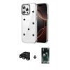 MARSİLYAN™- iPhone 15 Pro Kılıf Yörünge Form - Siyah 360 Mat Full Body Arka Koruyucu + Raze Metal Kamera Lens - SH