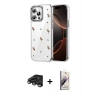 MARSİLYAN™- iPhone 15 Pro Kılıf Yörünge Form - Siyah Bilvis 3D Mat Cam Ekran Koruyucu + Raze Metal Kamera Lens - TMGI