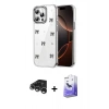 MARSİLYAN™- iPhone 15 Pro Kılıf Yörünge Form - Siyah Bilvis 5in1 5D Magic Hayalet Cam Ekran Koruyucu + Raze Metal Kamera Lens - GS