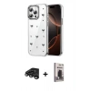 MARSİLYAN™- iPhone 15 Pro Kılıf Yörünge Form - Siyah Bilvis Hayalet Cam Ekran Koruyucu + Raze Metal Kamera Lens - TMGI