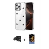 MARSİLYAN™- iPhone 15 Pro Kılıf Yörünge Form - Siyah Buffer Hayalet Cam Ekran Koruyucu + Raze Metal Kamera Lens - GS