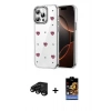 MARSİLYAN™- iPhone 15 Pro Kılıf Yörünge Form - Siyah Buffer Hayalet Cam Ekran Koruyucu + Raze Metal Kamera Lens - SH