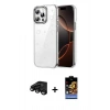 MARSİLYAN™- iPhone 15 Pro Kılıf Yörünge Form - Siyah Buffer Hayalet Cam Ekran Koruyucu + Raze Metal Kamera Lens - SH