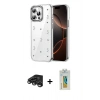 MARSİLYAN™- iPhone 15 Pro Kılıf Yörünge Form - Siyah Polymer Nano Ekran Koruyucu + Raze Metal Kamera Lens - TMGI