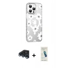 MARSİLYAN™- iPhone 15 Pro Kılıf Yörünge Işık Prime - Şeffaf Pasifik Cam Ekran Koruyucu + Raze Metal Kamera Lens - LT