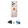 MARSİLYAN™- iPhone 15 Pro Kılıf Yörünge Işık Prime - Siyah 3D Antistatik Cam Ekran Koruyucu + Raze Metal Kamera Lens - GS