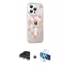 MARSİLYAN™- iPhone 15 Pro Kılıf Yörünge Işık Prime - Siyah 3D Antistatik Cam Ekran Koruyucu + Raze Metal Kamera Lens - GS
