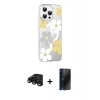 MARSİLYAN™- iPhone 15 Pro Kılıf Yörünge Işık Prime - Siyah 3D Antistatik Hayalet Cam Ekran Koruyucu + Raze Metal Kamera Lens - SH