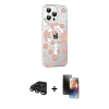 MARSİLYAN™- iPhone 15 Pro Kılıf Yörünge Işık Prime - Siyah 3D Antistatik Mat Seramik Nano Ekran Koruyucu + Raze Metal Kamera Lens - TMGI