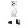 MARSİLYAN™- iPhone 15 Pro Kılıf Yörünge Işık Prime - Siyah 3D Antistatik Mat Seramik Nano Ekran Koruyucu + Raze Metal Kamera Lens - TMGI