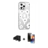 MARSİLYAN™- iPhone 15 Pro Kılıf Yörünge Işık Prime - Siyah 3D Antistatik Mat Seramik Nano Ekran Koruyucu + Raze Metal Kamera Lens - SH