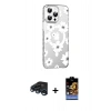 MARSİLYAN™- iPhone 15 Pro Kılıf Yörünge Işık Prime - Siyah Buffer Hayalet Cam Ekran Koruyucu + Raze Metal Kamera Lens - LT