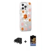 MARSİLYAN™- iPhone 15 Pro Kılıf Yörünge Işık Prime - Siyah Buffer Hayalet Cam Ekran Koruyucu + Raze Metal Kamera Lens - SH