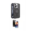 MARSİLYAN™- iPhone 15 Pro Kılıf Yörünge Klasik - Siyah 3D Antistatik Mat Seramik Nano Ekran Koruyucu