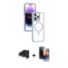 MARSİLYAN™- iPhone 15 Pro Kılıf Yörünge Klasik - Siyah 3D Antistatik Mat Seramik Nano Ekran Koruyucu + Raze Metal Kamera Lens - LT