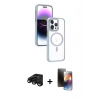MARSİLYAN™- iPhone 15 Pro Kılıf Yörünge Klasik - Siyah 3D Antistatik Mat Seramik Nano Ekran Koruyucu + Raze Metal Kamera Lens - SH