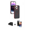 MARSİLYAN™- iPhone 15 Pro Kılıf Yörünge Klasik - Siyah 3D Antistatik Mat Seramik Nano Ekran Koruyucu + Raze Metal Kamera Lens - SH