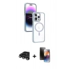 MARSİLYAN™- iPhone 15 Pro Kılıf Yörünge Klasik - Siyah 3D Antistatik Mat Seramik Nano Ekran Koruyucu + Raze Metal Kamera Lens - TMGI