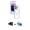 MARSİLYAN™- iPhone 15 Pro Kılıf Yörünge Klasik - Siyah 3D Antistatik Seramik Nano Ekran Koruyucu + Raze Metal Kamera Lens - LT