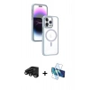MARSİLYAN™- iPhone 15 Pro Kılıf Yörünge Klasik - Siyah 3D Antistatik Seramik Nano Ekran Koruyucu + Raze Metal Kamera Lens - SH