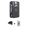 MARSİLYAN™- iPhone 15 Pro Kılıf Yörünge Klasik - Siyah Bilvis 3D Cam Ekran Koruyucu + Raze Metal Kamera Lens - GS