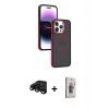 MARSİLYAN™- iPhone 15 Pro Kılıf Yörünge Klasik - Siyah Bilvis 3D Cam Ekran Koruyucu + Raze Metal Kamera Lens - SH