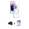MARSİLYAN™- iPhone 15 Pro Kılıf Yörünge Klasik - Siyah Bilvis 5in1 3D Magic Cam Ekran Koruyucu + Raze Metal Kamera Lens - TMGI