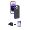 MARSİLYAN™- iPhone 15 Pro Kılıf Yörünge Klasik - Siyah Bilvis 5in1 3D Magic Cam Ekran Koruyucu + Raze Metal Kamera Lens - TMGI
