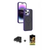 MARSİLYAN™- iPhone 15 Pro Kılıf Yörünge Klasik - Siyah Buffer Cam Ekran Koruyucu + Raze Metal Kamera Lens - GS