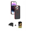 MARSİLYAN™- iPhone 15 Pro Kılıf Yörünge Klasik - Siyah Buffer Cam Ekran Koruyucu + Raze Metal Kamera Lens - GS