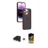 MARSİLYAN™- iPhone 15 Pro Kılıf Yörünge Klasik - Siyah Buffer Cam Ekran Koruyucu + Raze Metal Kamera Lens - TMGI