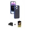 MARSİLYAN™- iPhone 15 Pro Kılıf Yörünge Klasik - Siyah Buffer Cam Ekran Koruyucu + Raze Metal Kamera Lens - TMGI