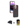 MARSİLYAN™- iPhone 15 Pro Kılıf Yörünge Klasik - Siyah Buffer Cam Ekran Koruyucu + Raze Metal Kamera Lens - LT