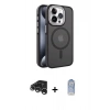 MARSİLYAN™- iPhone 15 Pro Kılıf Yörünge Klasik - Siyah Joko Magic 5D Cam + Raze Metal Kamera Lens - GS