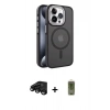 MARSİLYAN™- iPhone 15 Pro Kılıf Yörünge Klasik - Siyah Joko Magic 5D Hayalet Cam + Raze Metal Kamera Lens - SH