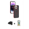 MARSİLYAN™- iPhone 15 Pro Kılıf Yörünge Klasik - Siyah Polymer Nano Ekran Koruyucu + Raze Metal Kamera Lens - SH