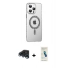 MARSİLYAN™- iPhone 15 Pro Kılıf Yörünge Koleksiyonu - Şeffaf Pasifik Cam Ekran Koruyucu + Raze Metal Kamera Lens - LT