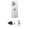 MARSİLYAN™- iPhone 15 Pro Kılıf Yörünge Koleksiyonu - Şeffaf Pasifik Cam Ekran Koruyucu + Raze Metal Kamera Lens - SH