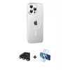 MARSİLYAN™- iPhone 15 Pro Kılıf Yörünge Koleksiyonu - Siyah 3D Antistatik Cam Ekran Koruyucu + Raze Metal Kamera Lens - TMGI