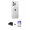MARSİLYAN™- iPhone 15 Pro Kılıf Yörünge Koleksiyonu - Siyah Bilvis 5in1 3D Magic Cam Ekran Koruyucu + Raze Metal Kamera Lens - LT