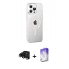 MARSİLYAN™- iPhone 15 Pro Kılıf Yörünge Koleksiyonu - Siyah Bilvis 5in1 3D Magic Cam Ekran Koruyucu + Raze Metal Kamera Lens - SH