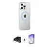 MARSİLYAN™- iPhone 15 Pro Kılıf Yörünge Koleksiyonu - Siyah Bilvis 5in1 3D Magic Cam Ekran Koruyucu + Raze Metal Kamera Lens - TMGI