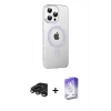 MARSİLYAN™- iPhone 15 Pro Kılıf Yörünge Koleksiyonu - Siyah Bilvis 5in1 3D Magic Cam Ekran Koruyucu + Raze Metal Kamera Lens - TMGI