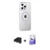 MARSİLYAN™- iPhone 15 Pro Kılıf Yörünge Koleksiyonu - Siyah Bilvis 5in1 5D Magic Hayalet Cam Ekran Koruyucu + Raze Metal Kamera Lens - TMGI