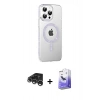 MARSİLYAN™- iPhone 15 Pro Kılıf Yörünge Koleksiyonu - Siyah Bilvis 5in1 5D Magic Hayalet Cam Ekran Koruyucu + Raze Metal Kamera Lens - GS